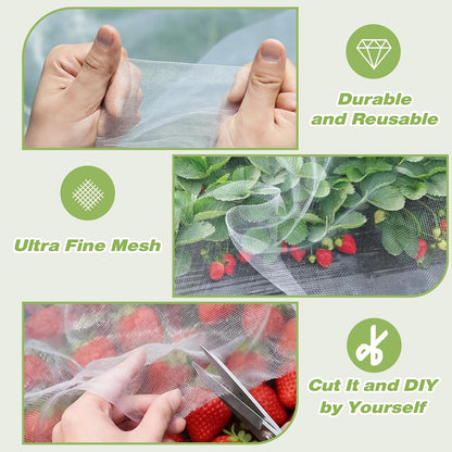 Garden Netting 5'x20' Insect Pest Barrier Bird Netting for Garden Protection,Row Cover Mesh Netting for Vegetables Fruit Trees and Plants,White