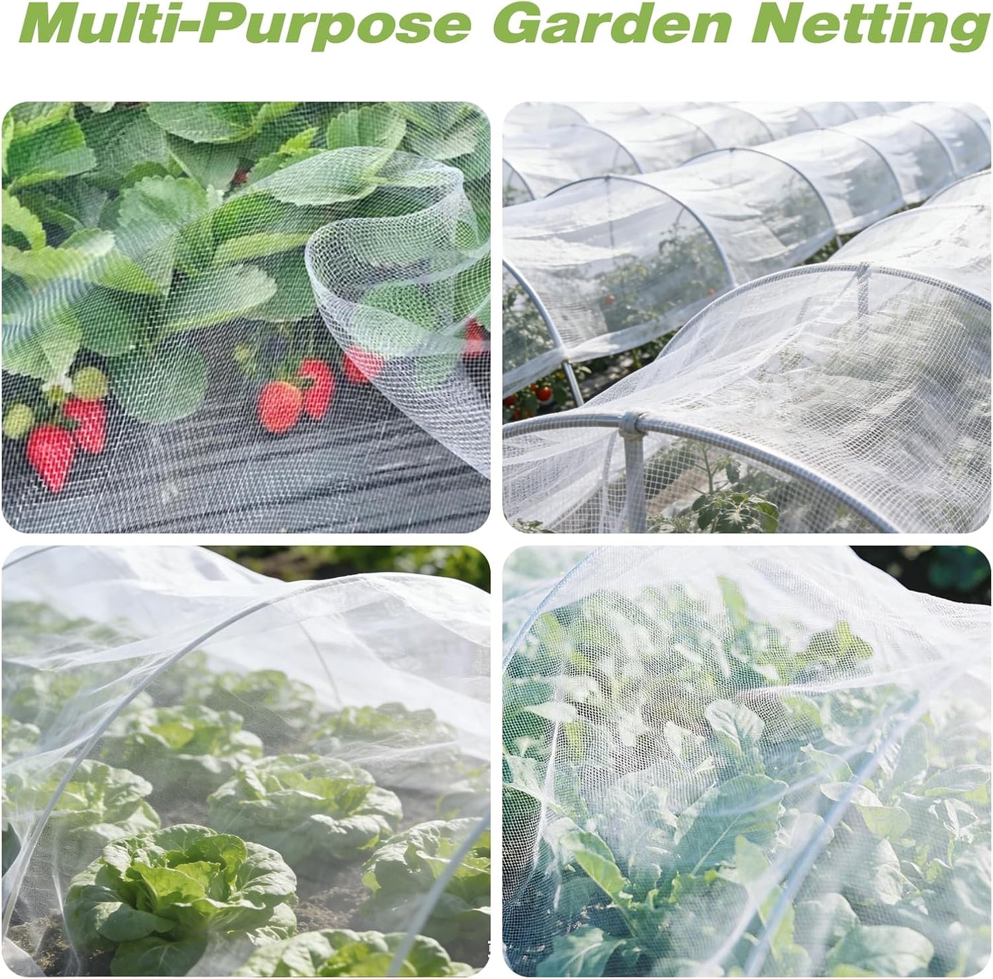 Garden Netting 5'x20' Insect Pest Barrier Bird Netting for Garden Protection,Row Cover Mesh Netting for Vegetables Fruit Trees and Plants,White