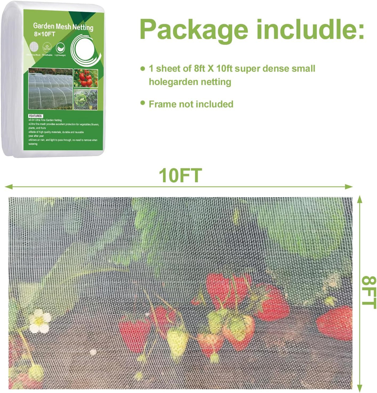Garden Netting 5'x20' Insect Pest Barrier Bird Netting for Garden Protection,Row Cover Mesh Netting for Vegetables Fruit Trees and Plants,White