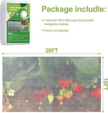 Garden Netting 5'x20' Insect Pest Barrier Bird Netting for Garden Protection,Row Cover Mesh Netting for Vegetables Fruit Trees and Plants,White