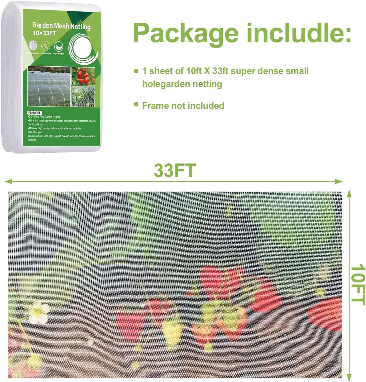 Garden Netting 5'x20' Insect Pest Barrier Bird Netting for Garden Protection,Row Cover Mesh Netting for Vegetables Fruit Trees and Plants,White