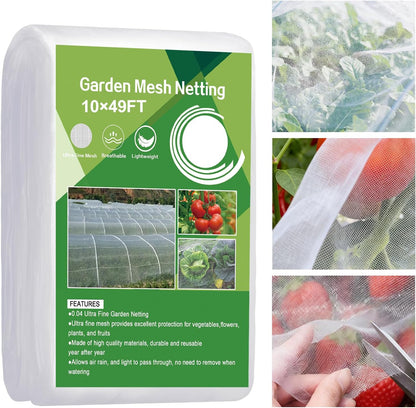 Garden Netting 5'x20' Insect Pest Barrier Bird Netting for Garden Protection,Row Cover Mesh Netting for Vegetables Fruit Trees and Plants,White
