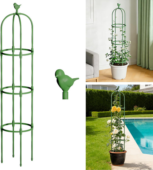 Garden Obelisk Trellis for Climbing Plants Outdoor, 5 FT Garden Trellis Plastic Coated Metal Plant Support for Indoor Outdoor, Tall Decorative Trellis for Roses, Flowers, Vines, Potted Plants