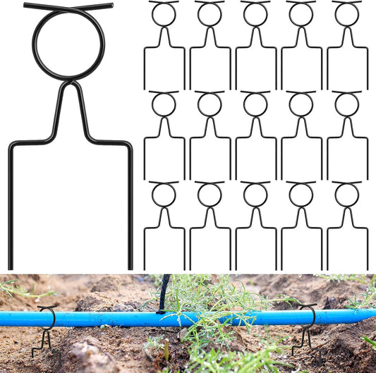 16 Pack Garden Hose Guide Stakes, Heavy Duty Hoses Guides for Garden, Adjustable Metal Hose Guards for Flower Beds, 8" Low Profile Plant Saver Spike for Yard & Lawn, Black