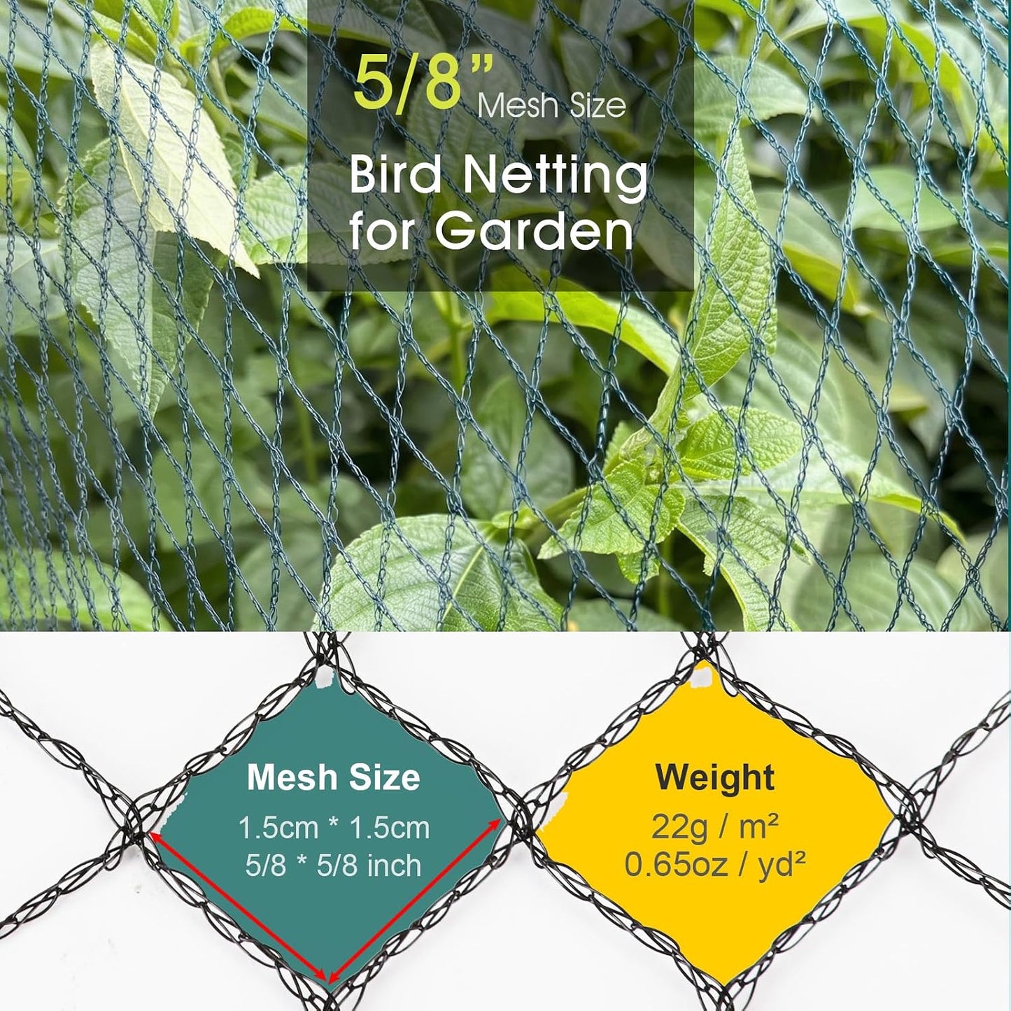 Bird Netting for Garden Protection, 28 x 30FT Mesh Garden Netting