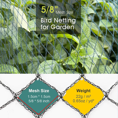 Bird Netting for Garden Protection, 28 x 30FT Mesh Garden Netting