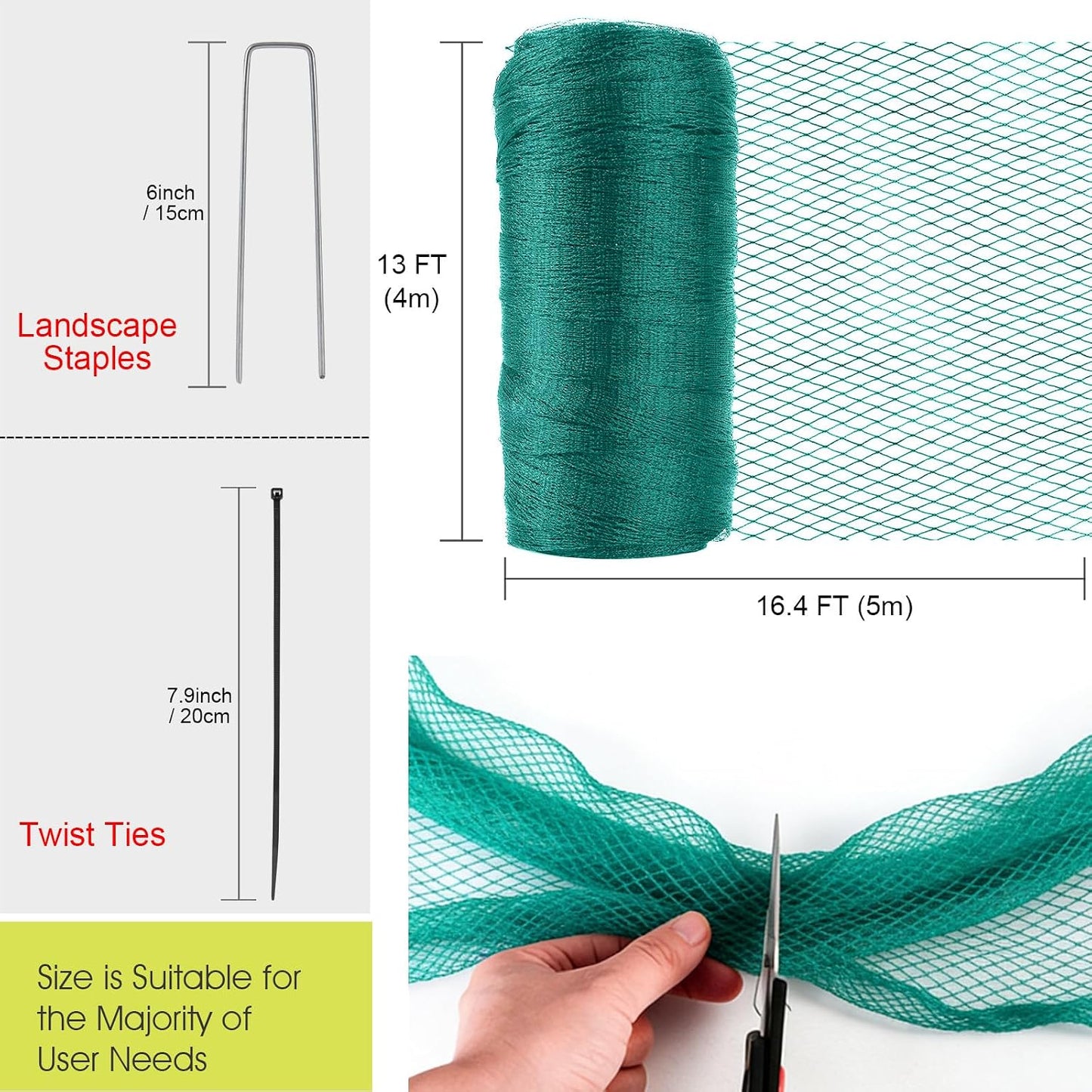 Bird Netting for Garden Protection, 28 x 30FT Mesh Garden Netting