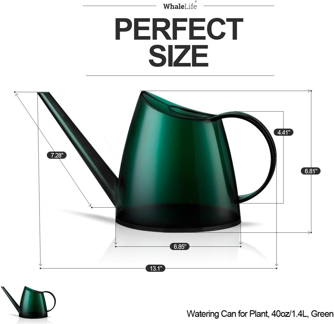 Small Indoor Plant Watering Can - 1.4L Dark Green Long Spout