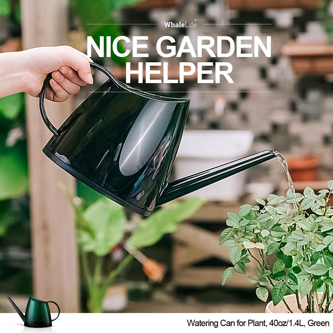 Small Indoor Plant Watering Can - 1.4L Dark Green Long Spout