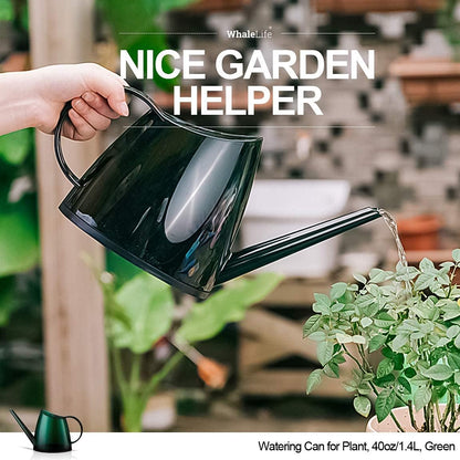 Small Indoor Plant Watering Can - 1.4L Dark Green Long Spout