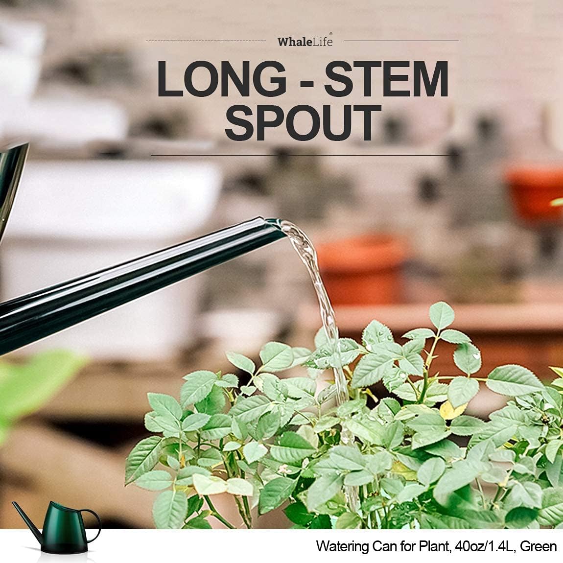 Small Indoor Plant Watering Can - 1.4L Dark Green Long Spout
