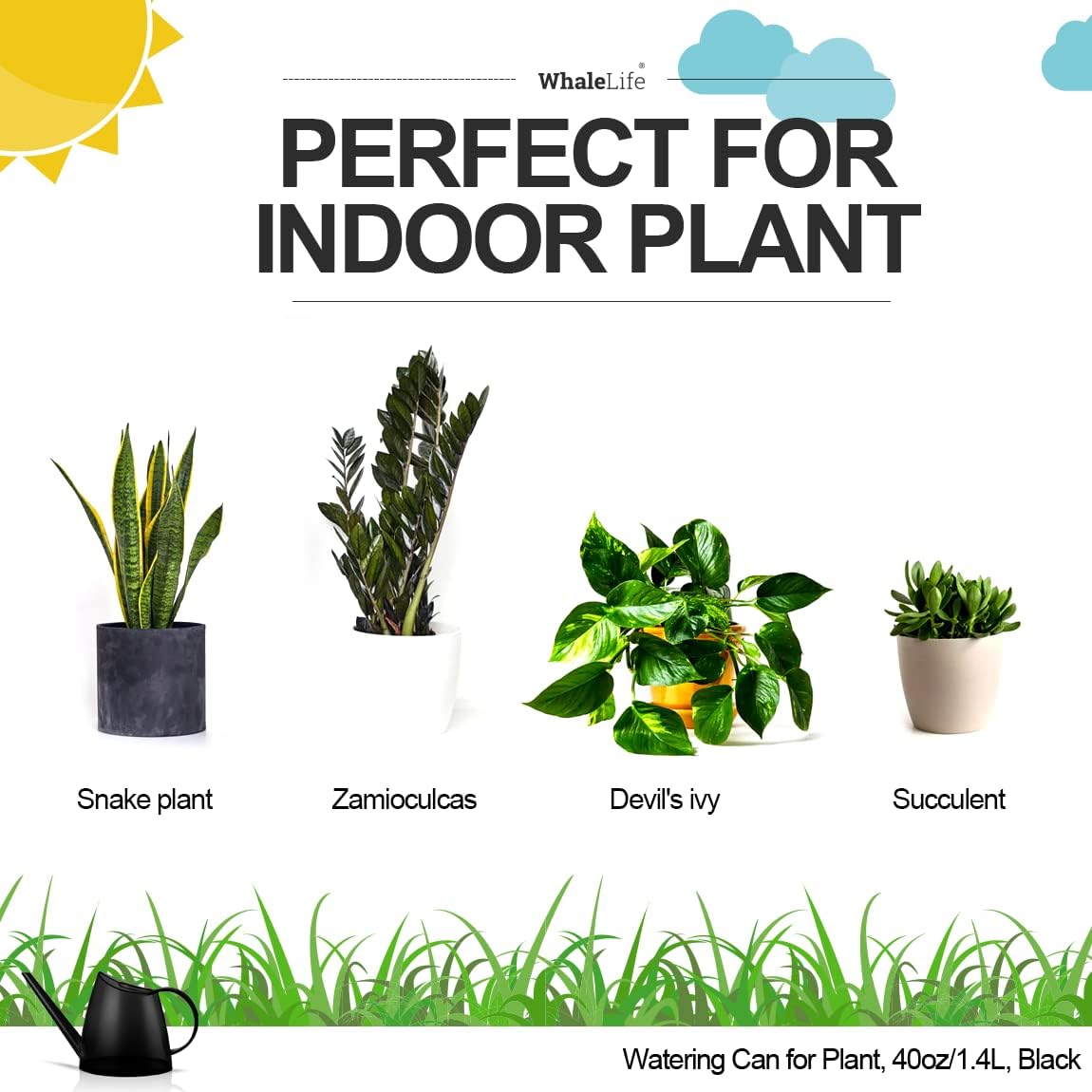 Small Indoor Plant Watering Can - 1.4L Dark Green Long Spout