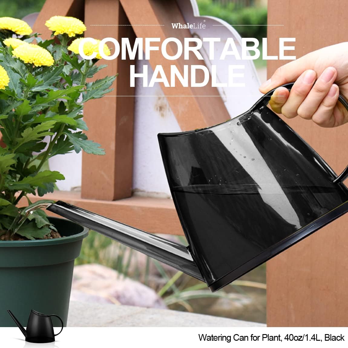 Small Indoor Plant Watering Can - 1.4L Dark Green Long Spout