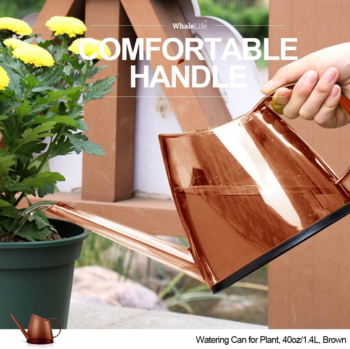 Small Indoor Plant Watering Can - 1.4L Dark Green Long Spout