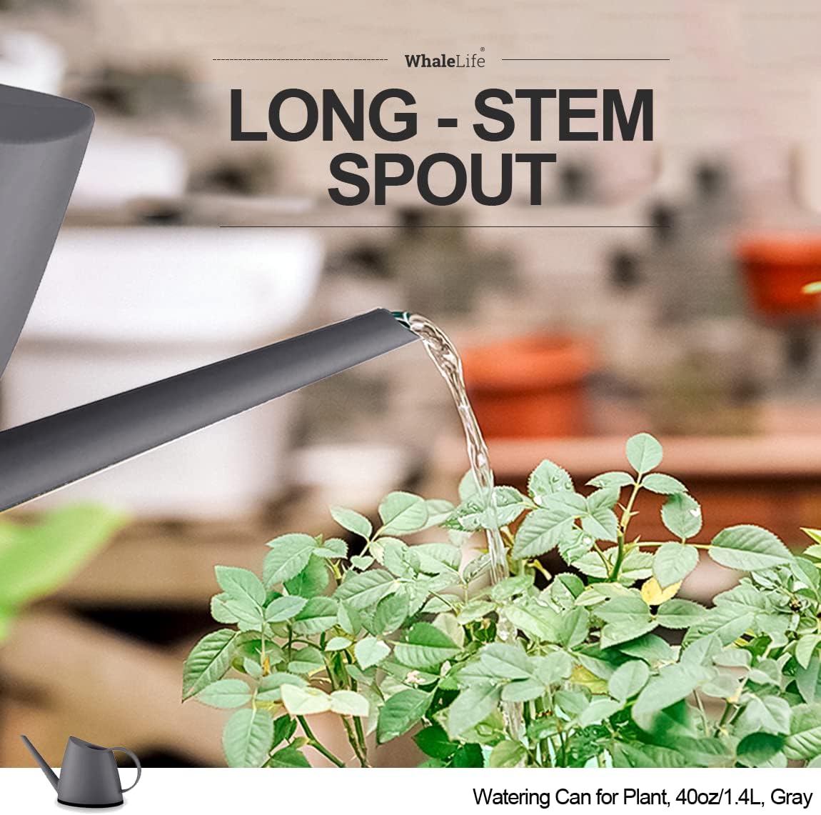 Small Indoor Plant Watering Can - 1.4L Dark Green Long Spout