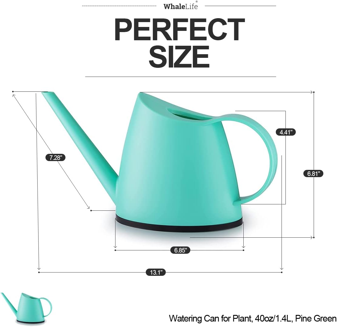 Small Indoor Plant Watering Can - 1.4L Dark Green Long Spout