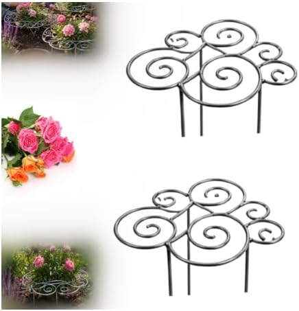 Metal Plant Support Ring for Garden, 2026 Peony Cages and Supports, Decorative Flower Support Frame Grow Through Rings Peony Flower Hoop for Upright Growth and Protection (Silvery 2pcs M-15.94in)