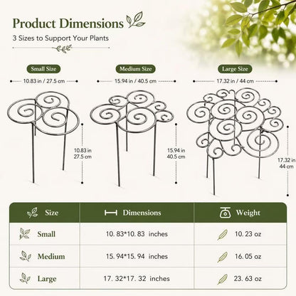 Metal Plant Support Ring for Garden, 2026 Peony Cages and Supports, Decorative Flower Support Frame Grow Through Rings Peony Flower Hoop for Upright Growth and Protection (Silvery 2pcs M-15.94in)
