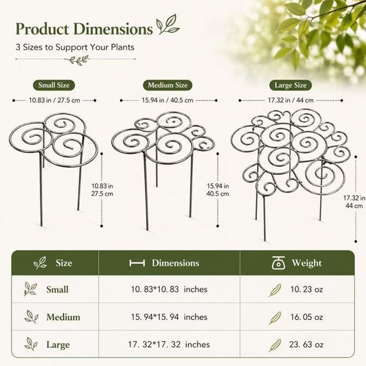 Metal Plant Support Ring for Garden, 2026 Peony Cages and Supports, Decorative Flower Support Frame Grow Through Rings Peony Flower Hoop for Upright Growth and Protection (Silvery 2pcs M-15.94in)