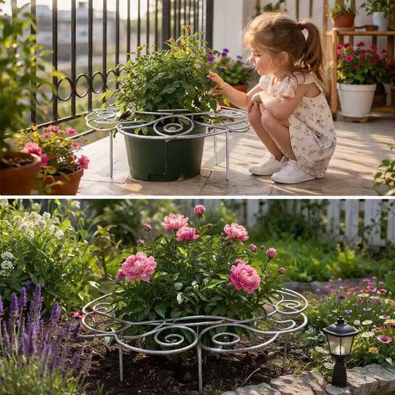 Metal Plant Support Ring for Garden, 2026 Peony Cages and Supports, Decorative Flower Support Frame Grow Through Rings Peony Flower Hoop for Upright Growth and Protection (Silvery 2pcs M-15.94in)