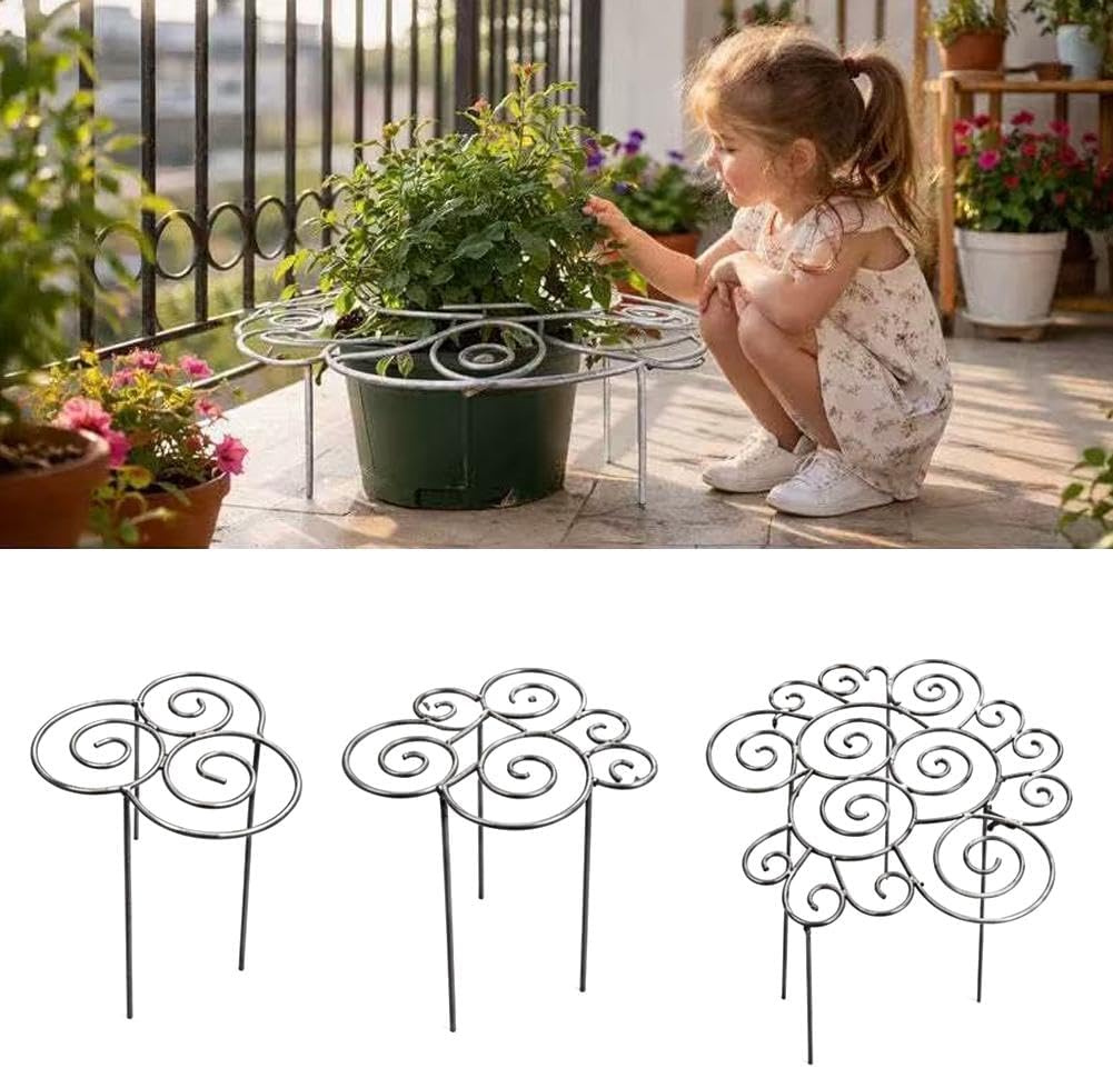 Metal Plant Support Ring for Garden, 2026 Peony Cages and Supports, Decorative Flower Support Frame Grow Through Rings Peony Flower Hoop for Upright Growth and Protection (Silvery 2pcs M-15.94in)