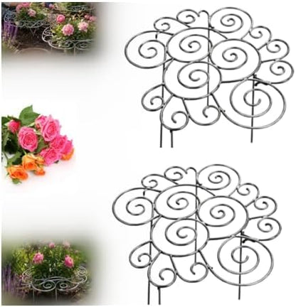 Metal Plant Support Ring for Garden, 2026 Peony Cages and Supports, Decorative Flower Support Frame Grow Through Rings Peony Flower Hoop for Upright Growth and Protection (Silvery 2pcs M-15.94in)