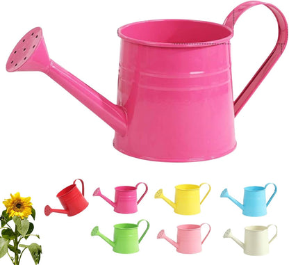 1L Garden Watering Can Metal for Flowers, Watering Can Indoor, Tinplate Watering Kettle with Long Spout & Ergonomic Handle for Indoor Outdoor Balcony Patio Irrigation Lawn Garden (Hot Pink)