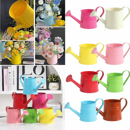 1L Garden Watering Can Metal for Flowers, Watering Can Indoor, Tinplate Watering Kettle with Long Spout & Ergonomic Handle for Indoor Outdoor Balcony Patio Irrigation Lawn Garden (Hot Pink)