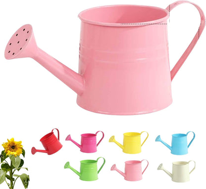 1L Garden Watering Can Metal for Flowers, Watering Can Indoor, Tinplate Watering Kettle with Long Spout & Ergonomic Handle for Indoor Outdoor Balcony Patio Irrigation Lawn Garden (Hot Pink)