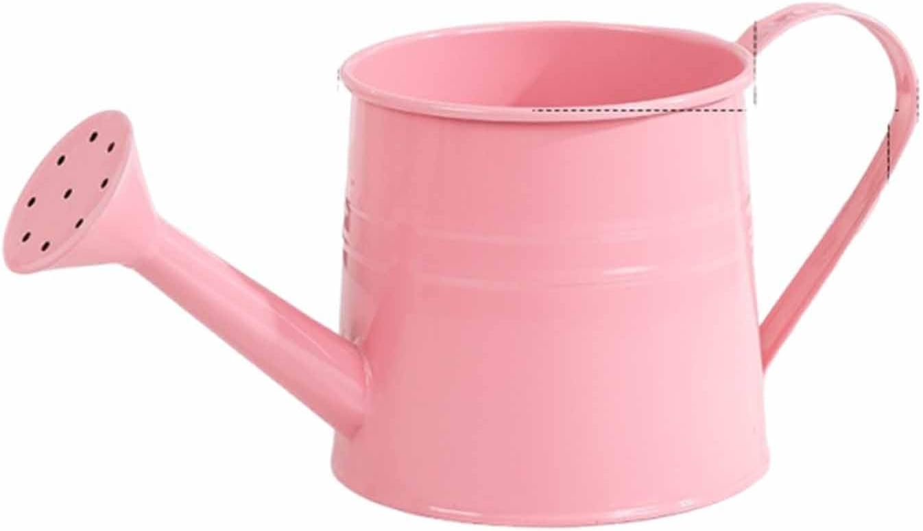 1L Garden Watering Can Metal for Flowers, Watering Can Indoor, Tinplate Watering Kettle with Long Spout & Ergonomic Handle for Indoor Outdoor Balcony Patio Irrigation Lawn Garden (Hot Pink)