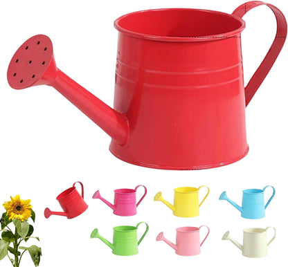 1L Garden Watering Can Metal for Flowers, Watering Can Indoor, Tinplate Watering Kettle with Long Spout & Ergonomic Handle for Indoor Outdoor Balcony Patio Irrigation Lawn Garden (Hot Pink)