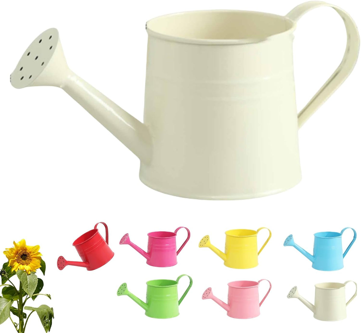1L Garden Watering Can Metal for Flowers, Watering Can Indoor, Tinplate Watering Kettle with Long Spout & Ergonomic Handle for Indoor Outdoor Balcony Patio Irrigation Lawn Garden (Hot Pink)