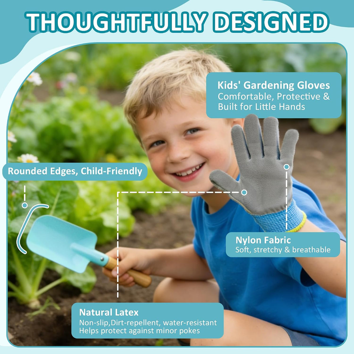 Kids Gardening Set, 13PCS Garden Tool Kit for Kids and Toddlers Boys Girls, Includes Tote Bag, Watering Can, Shovels, Rake, Kids Gardening Gloves, Apron and More, Pink