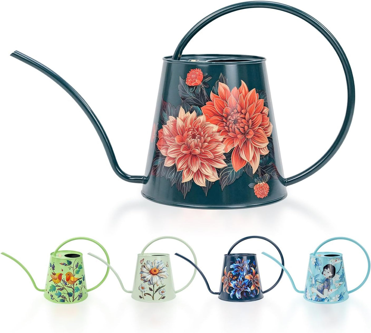 2L Long Spout Watering Can, Stainless Steel Water Can (Robin)