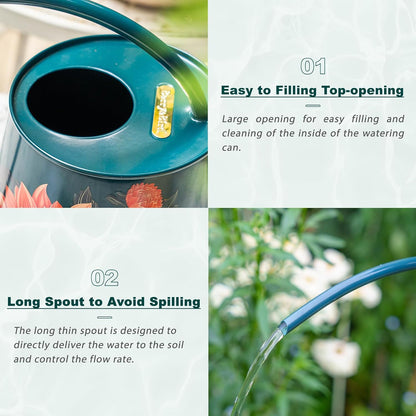 2L Long Spout Watering Can, Stainless Steel Water Can (Robin)