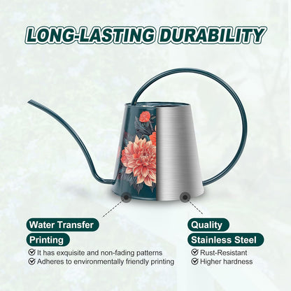 2L Long Spout Watering Can, Stainless Steel Water Can (Robin)
