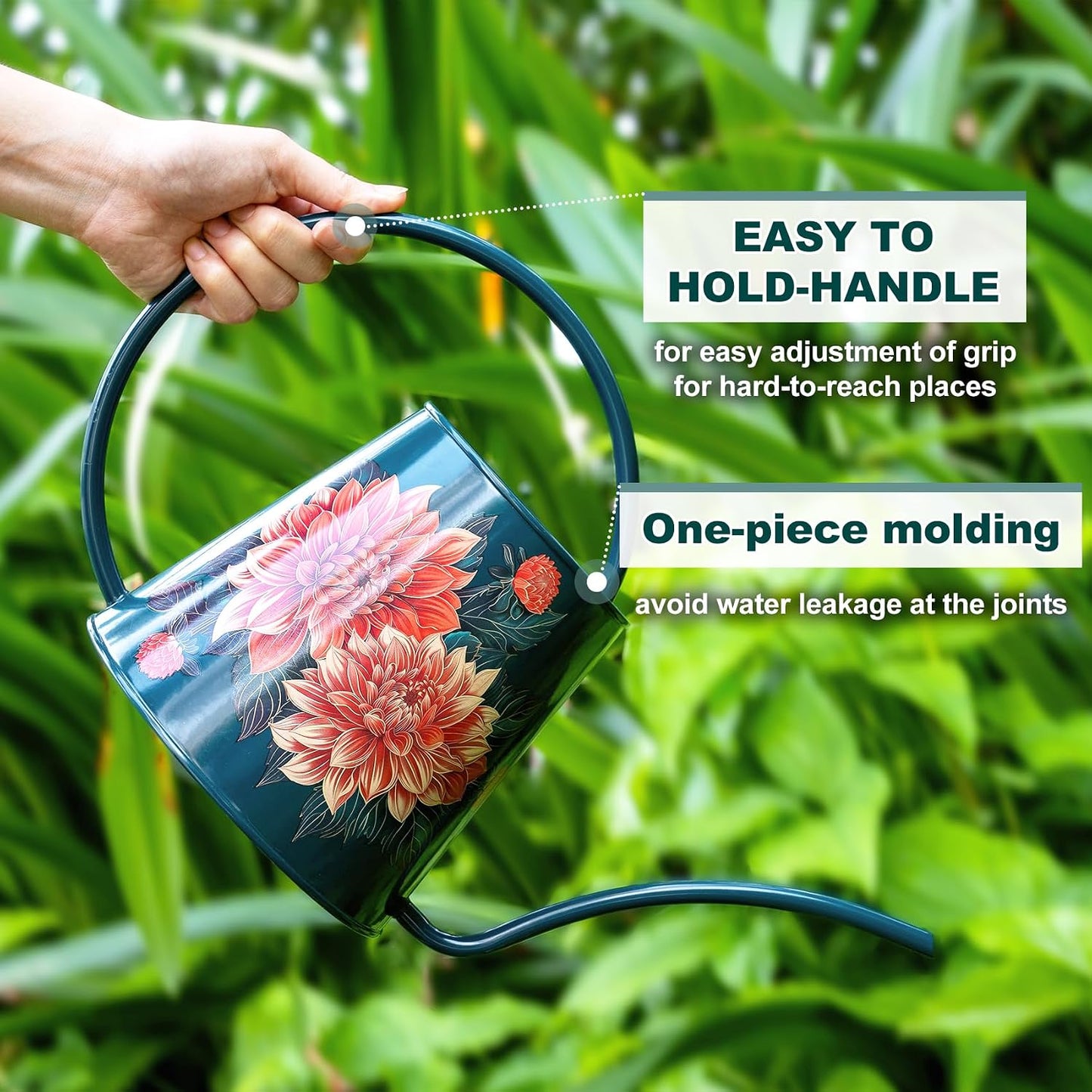 2L Long Spout Watering Can, Stainless Steel Water Can (Robin)