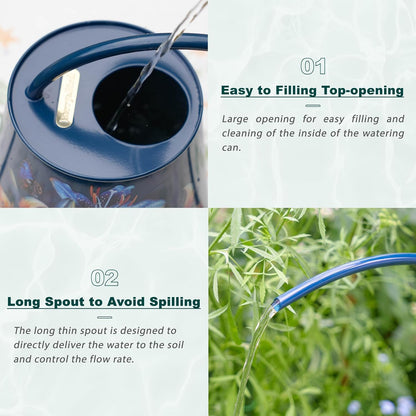 2L Long Spout Watering Can, Stainless Steel Water Can (Robin)