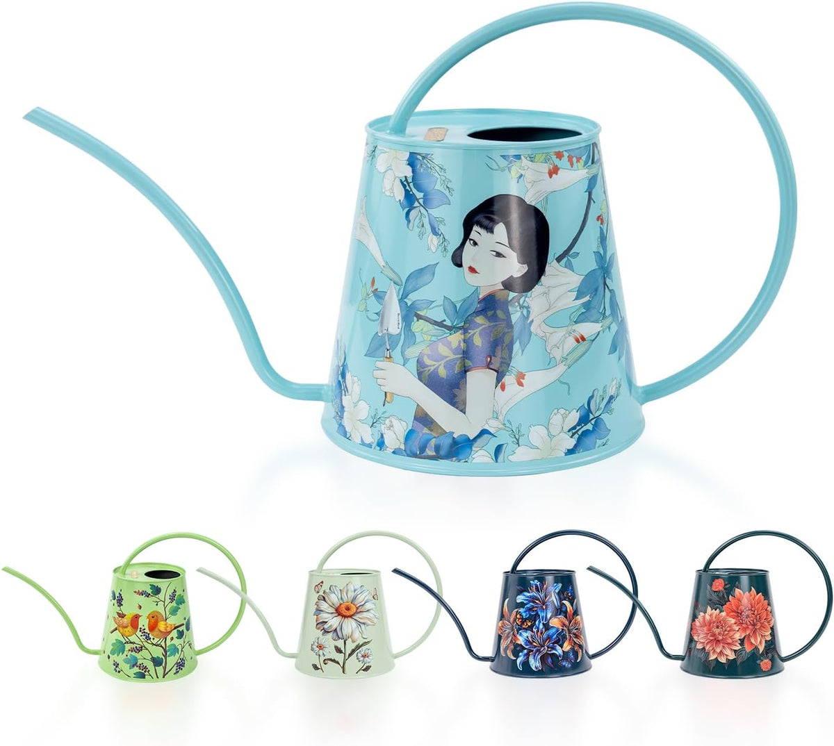 2L Long Spout Watering Can, Stainless Steel Water Can (Robin)