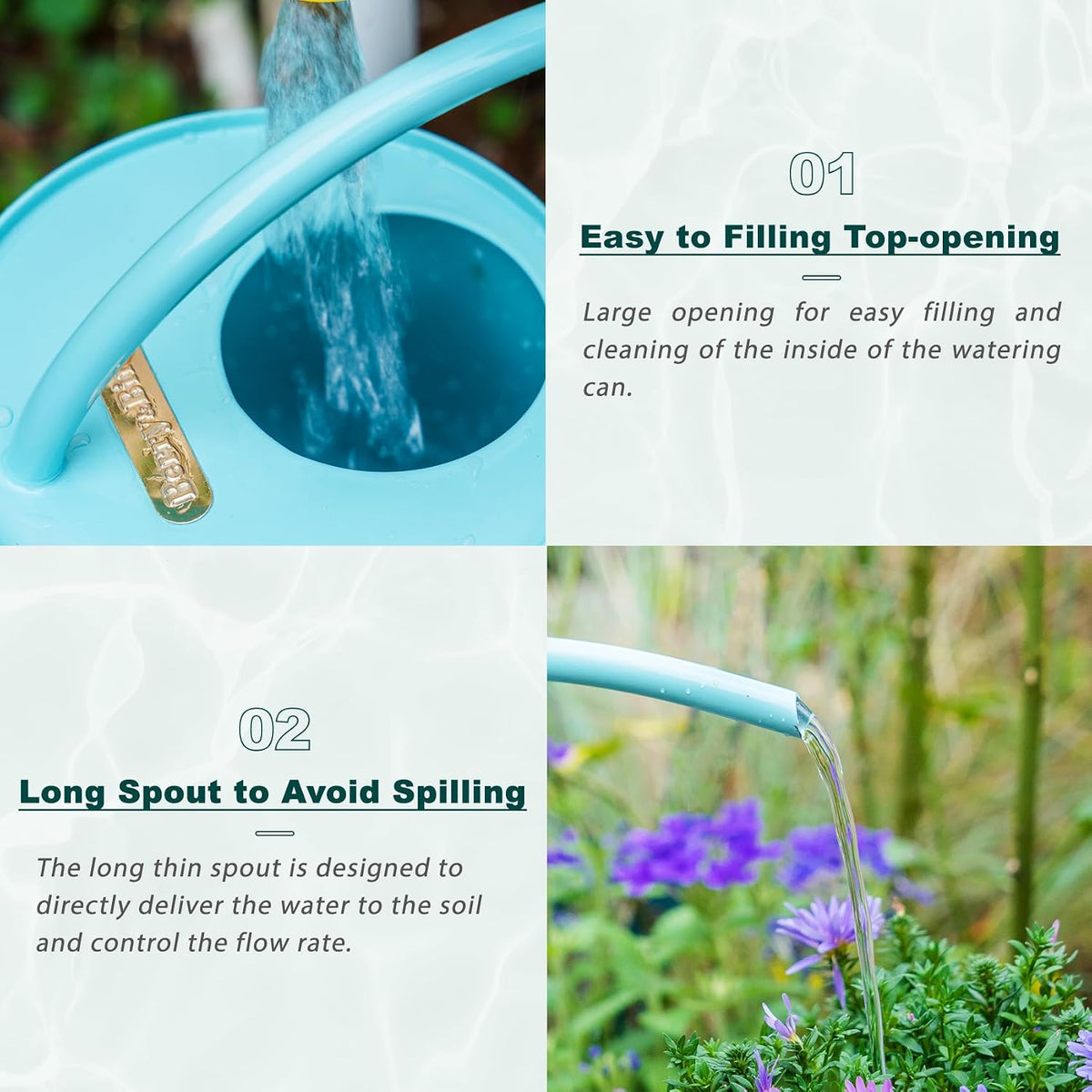 2L Long Spout Watering Can, Stainless Steel Water Can (Robin)