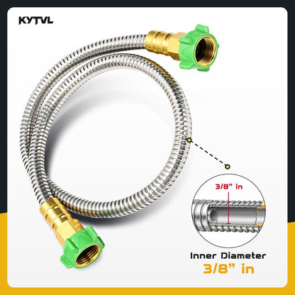 3FT Short Garden Hose Female to Female – Stainless Steel Leader Hose for Hose Reel, Kink-Free Flexible Metal Water Hose, Leakproof Durable Designy for Outdoor Garden, Pet Washing, Car
