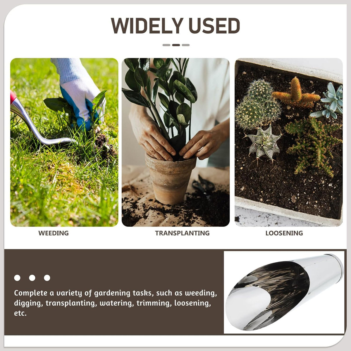 Stainless Steel Garden Scoop Small Soil Scooper Handheld Planting Tool for Vegetables Flowers Indoor Outdoor Gardening 6.69In Portable Lightweight