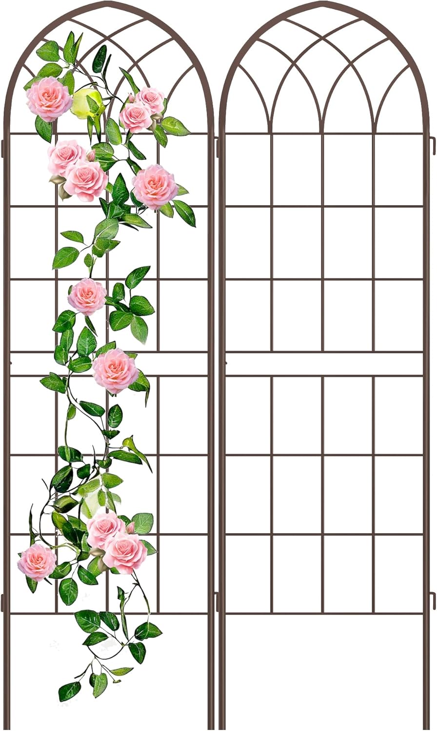 LZRS 71 x 80in Rustic Iron Arch Decoration Garden Trellis with Black Metal Coating – Perfect for Supporting Climbing Plants Outdoor, Roses, Vines, Flowers, and Vegetables.