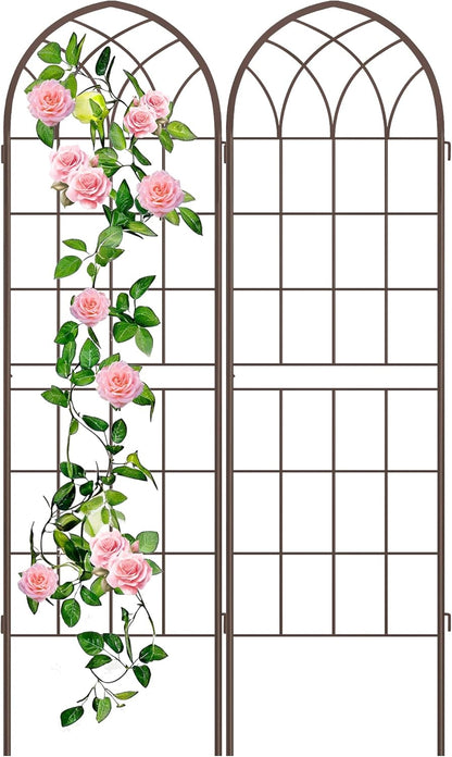 LZRS 71 x 80in Rustic Iron Arch Decoration Garden Trellis with Black Metal Coating – Perfect for Supporting Climbing Plants Outdoor, Roses, Vines, Flowers, and Vegetables.