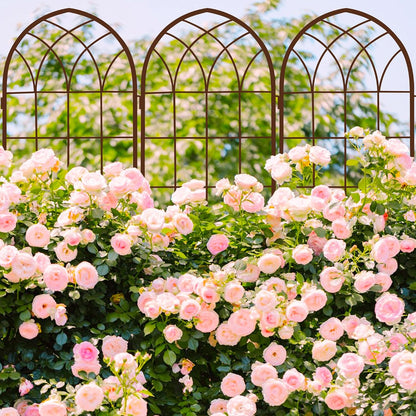 LZRS 71 x 80in Rustic Iron Arch Decoration Garden Trellis with Black Metal Coating – Perfect for Supporting Climbing Plants Outdoor, Roses, Vines, Flowers, and Vegetables.