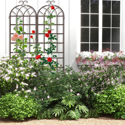 LZRS 71 x 80in Rustic Iron Arch Decoration Garden Trellis with Black Metal Coating – Perfect for Supporting Climbing Plants Outdoor, Roses, Vines, Flowers, and Vegetables.
