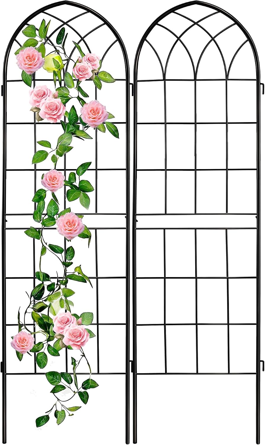 LZRS 71 x 80in Rustic Iron Arch Decoration Garden Trellis with Black Metal Coating – Perfect for Supporting Climbing Plants Outdoor, Roses, Vines, Flowers, and Vegetables.