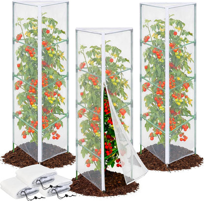 3PCS Garden Bird Netting for Triangle Tomato Cage with Zipper & Drawstring