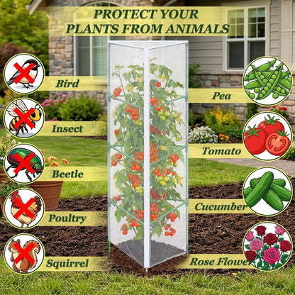 3PCS Garden Bird Netting for Triangle Tomato Cage with Zipper & Drawstring