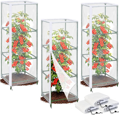 3PCS Garden Bird Netting for Triangle Tomato Cage with Zipper & Drawstring